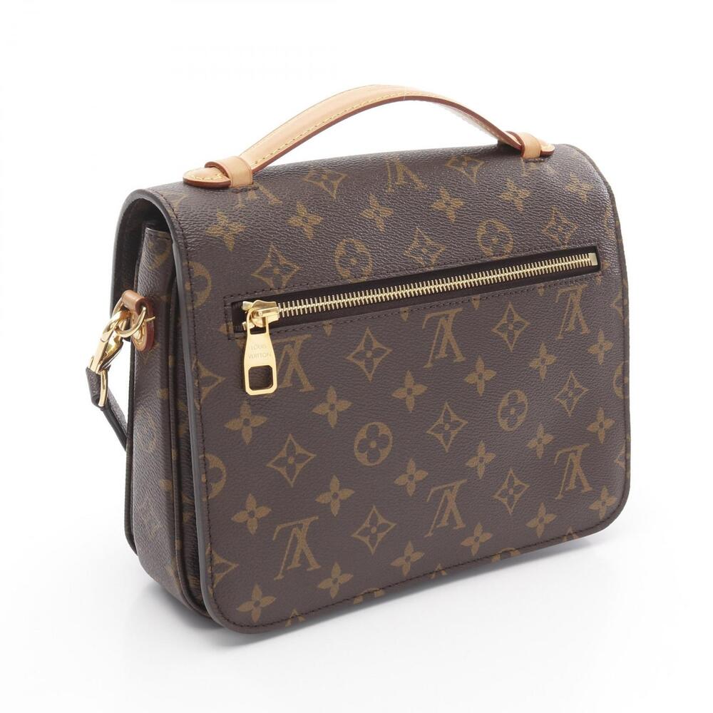 Louis Vuitton Pochette Canvas Handbag Monogram Metis Leather Brown